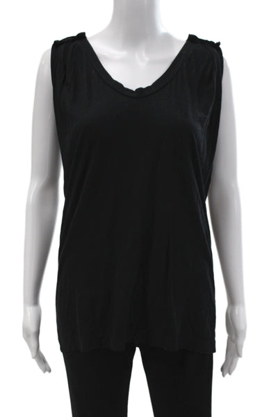 Clu Women Basic Black Cotton V Neck Sleeveless Tank Size S