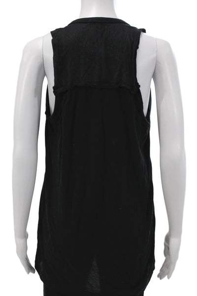 Clu Women Basic Black Cotton V Neck Sleeveless Tank Size S