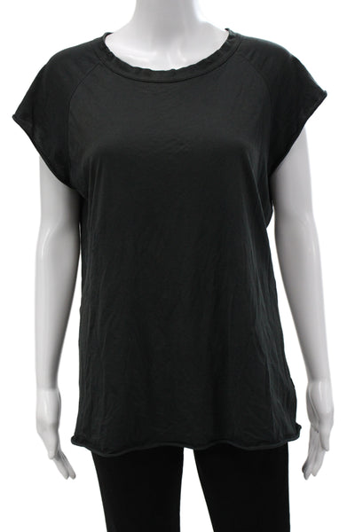 Nili Lotan Women Black Jersey T-Shirt Short Sleeve Crew Neck Cotton Size L