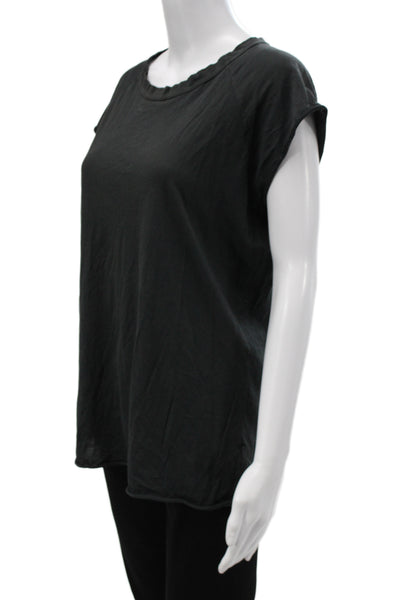 Nili Lotan Women Black Jersey T-Shirt Short Sleeve Crew Neck Cotton Size L