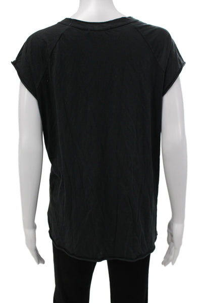 Nili Lotan Women Black Jersey T-Shirt Short Sleeve Crew Neck Cotton Size L