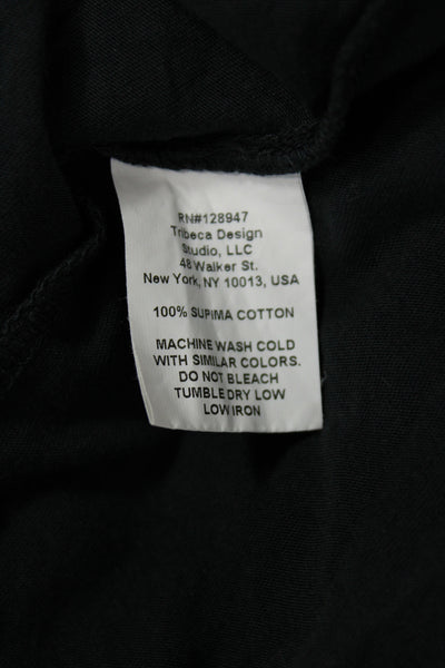 Nili Lotan Women Black Jersey T-Shirt Short Sleeve Crew Neck Cotton Size L