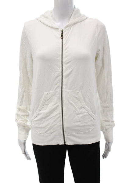 Splendid Women Full-zip Hoodie White Long Sleeve Pima Modal Size L