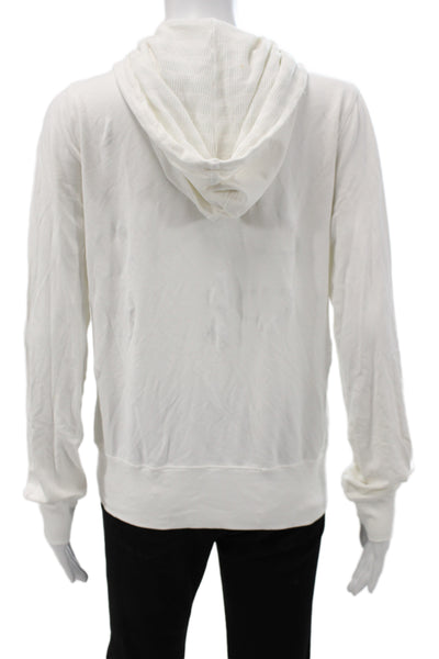Splendid Women Full-zip Hoodie White Long Sleeve Pima Modal Size L