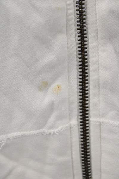 Splendid Women Full-zip Hoodie White Long Sleeve Pima Modal Size L
