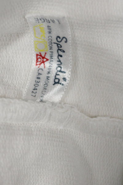 Splendid Women Full-zip Hoodie White Long Sleeve Pima Modal Size L