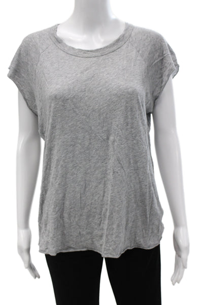Nili Lotan Womens Cotton Jersey Tee Gray Crew Neck Short Sleeve Size L