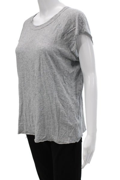 Nili Lotan Womens Cotton Jersey Tee Gray Crew Neck Short Sleeve Size L