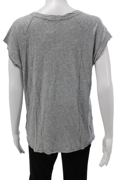 Nili Lotan Womens Cotton Jersey Tee Gray Crew Neck Short Sleeve Size L