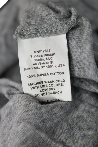 Nili Lotan Womens Cotton Jersey Tee Gray Crew Neck Short Sleeve Size L