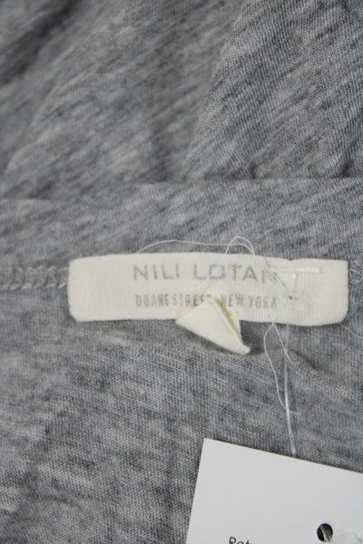 Nili Lotan Womens Cotton Jersey Tee Gray Crew Neck Short Sleeve Size L