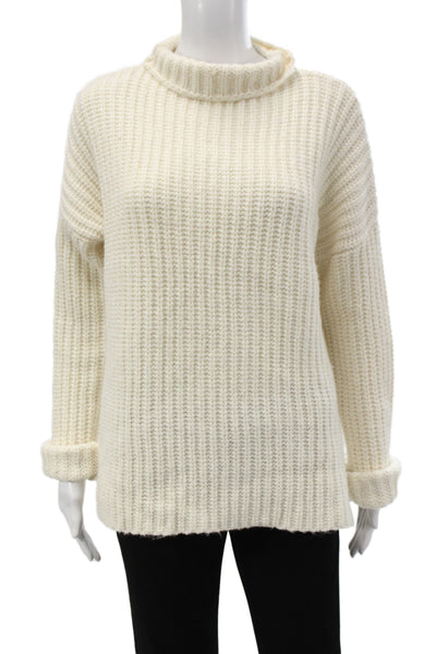 Marine Layer Unisex White Mock Neck Pullover Alpaca Sweater Size XL