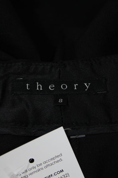 Theory Women Black Dress Pants Wool Blend Button Closure Size 8
