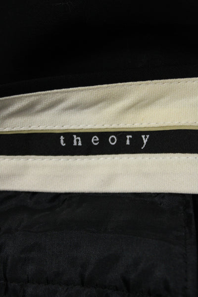 Theory Unisex Dress Pants Black Wool Lycra Button Inseam 34 Size 8