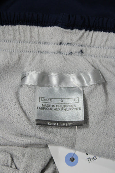 Nike Mens Sweat Shorts Dark Blue Polyester Solid Sports Size L