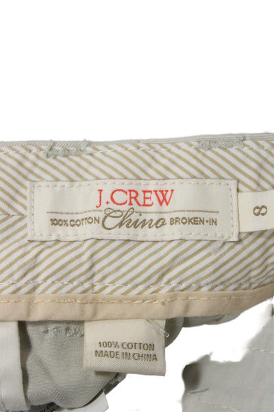J Crew Unisex Chino Shorts Beige 100% Cotton Button Beach Size 8