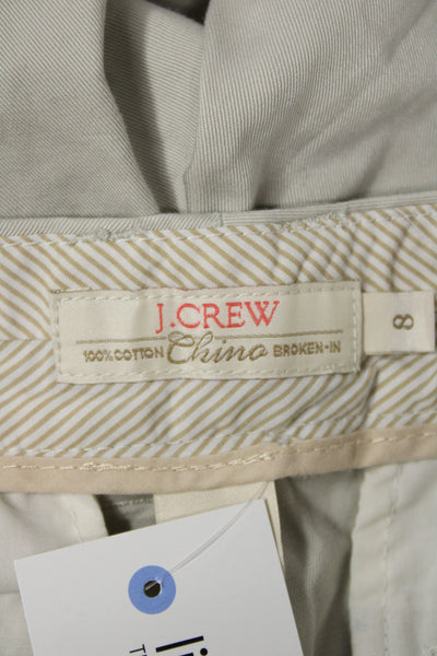 J Crew Unisex Beige Cotton Chino Shorts Button Closure Size 8