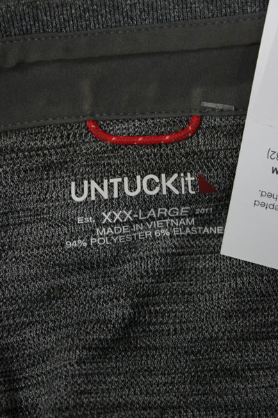 Untuckit Mens Short Sleeve Collared Polo Gray Button Size 3XLT