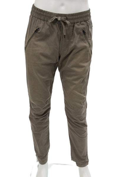 Kith Mens Jogger Pants Brown Drawstring Army Solid Fall Size M