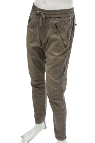 Kith Mens Jogger Pants Brown Drawstring Army Solid Fall Size M