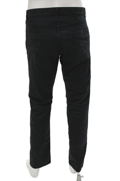 Theory Mens Black Chino Pants Button Closure 98% Cotton Size 34