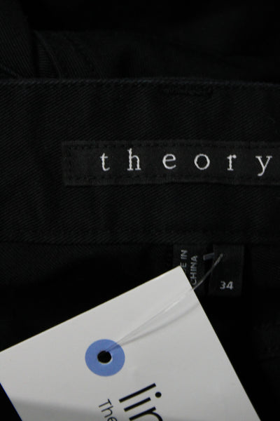 Theory Mens Black Chino Pants Button Closure 98% Cotton Size 34