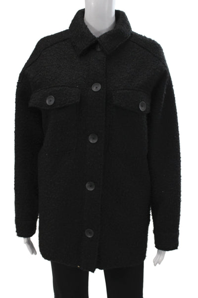 Zara Unisex Collared Black Button Polyester Classic Long Sleeve Jacket Size M