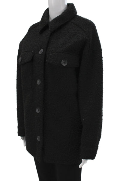 Zara Unisex Collared Black Button Polyester Classic Long Sleeve Jacket Size M