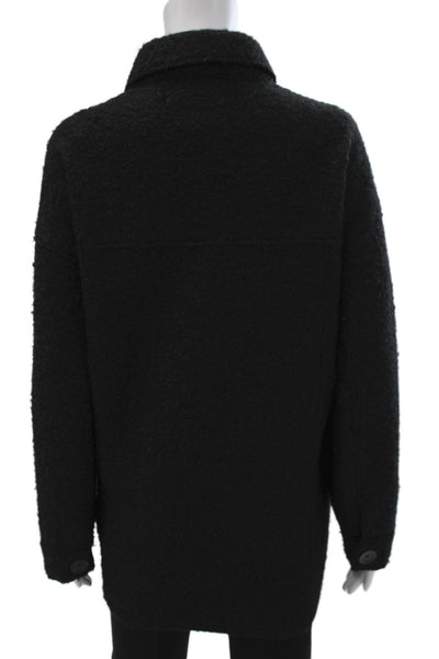 Zara Unisex Collared Black Button Polyester Classic Long Sleeve Jacket Size M