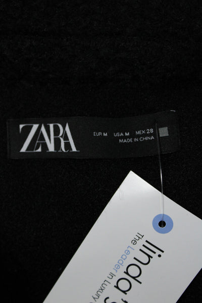 Zara Unisex Collared Black Button Polyester Classic Long Sleeve Jacket Size M