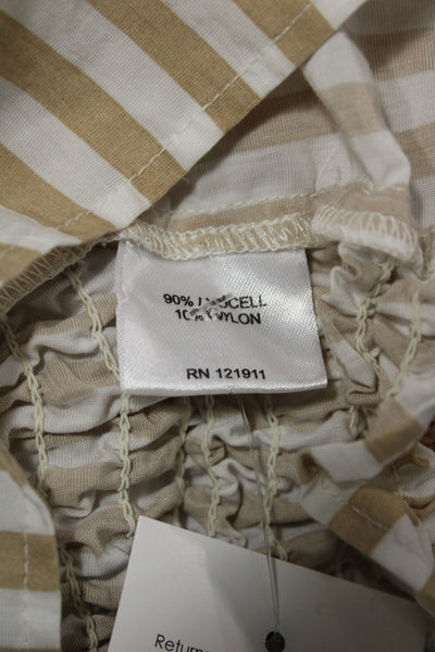 LNA Women Cropped Tank Beige Striped Square Neck Lyocell Size XS