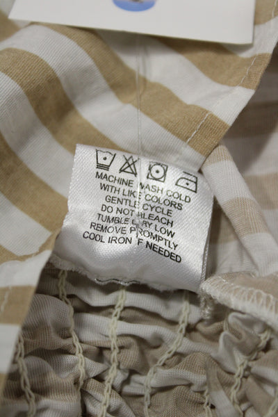 LNA Women Cropped Tank Beige Striped Square Neck Lyocell Size XS
