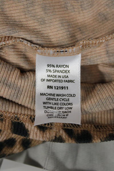 LNA Women Camisole Beige Animal Print Square Neck Rayon Size XS