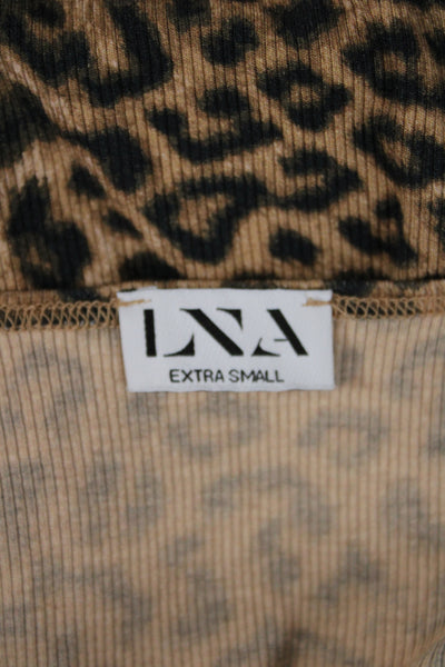 LNA Women Camisole Beige Animal Print Square Neck Rayon Size XS