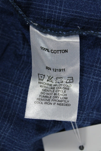 LNA Womens Cropped Blue Cotton Check V-Neck Sleeveless Tank Tie Size XS