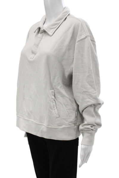 ONIA Unisex Gray Collared Henley Sweatshirt Long Sleeve Cotton Spandex Size M