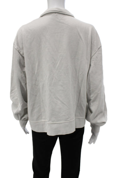 ONIA Unisex Gray Collared Henley Sweatshirt Long Sleeve Cotton Spandex Size M