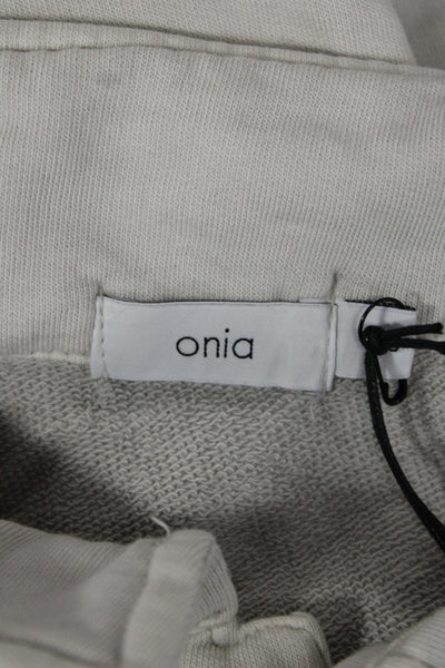 ONIA Unisex Gray Collared Henley Sweatshirt Long Sleeve Cotton Spandex Size M