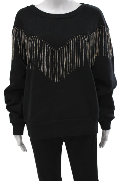 Allsaints Womens Pullover Sweatshirt Black Crew Neck Long Sleeve Size M