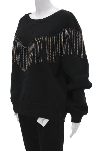 Allsaints Womens Pullover Sweatshirt Black Crew Neck Long Sleeve Size M