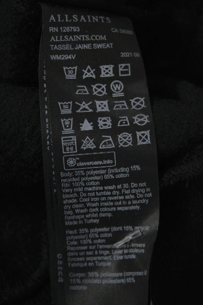 Allsaints Womens Pullover Sweatshirt Black Crew Neck Long Sleeve Size M
