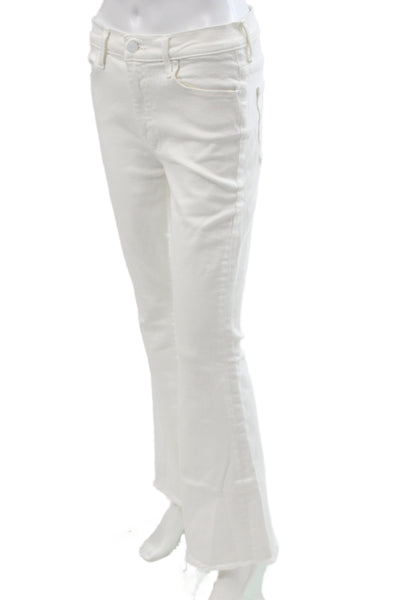 Mother Women White Flared Jeans Cotton Button Closure Size 29