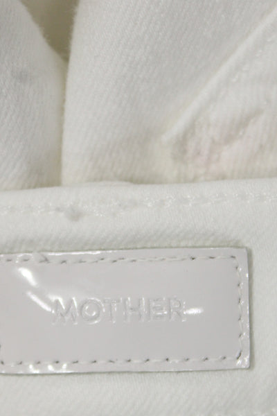 Mother Women White Flared Jeans Cotton Button Closure Size 29