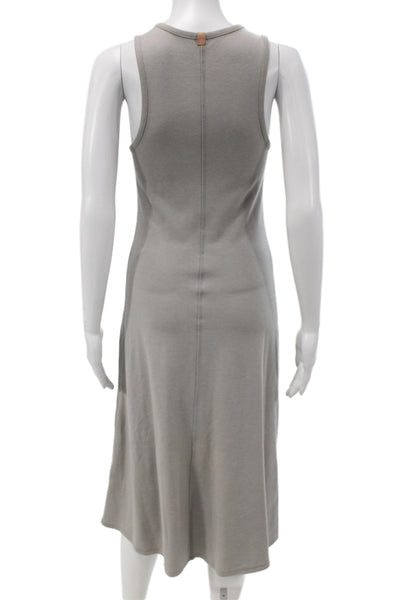 Lunya Women Tank Dress Gray Round Neck Midi Pima Cotton Blend Size S