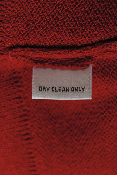 St. John Women Red Cotton Square Neck Cropped Tank Sleeveless Size L