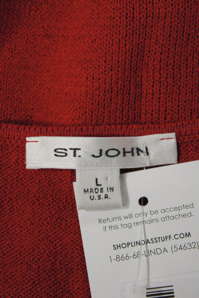 St. John Women Red Cotton Square Neck Cropped Tank Sleeveless Size L