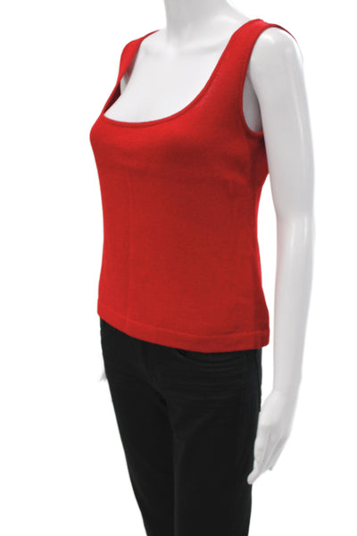 St. John Women Red Cropped Cotton Square Neck Tank Size L