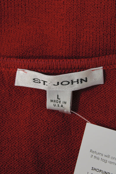 St. John Women Red Cropped Cotton Square Neck Tank Size L