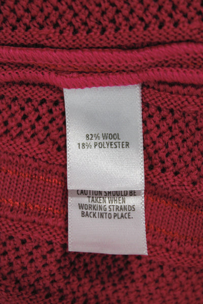 St. John Unisex Red Striped 3/4 Sleeve Pullover Sweater 82% Wool Size XL