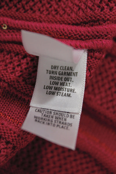 St. John Unisex Red Striped 3/4 Sleeve Pullover Sweater 82% Wool Size XL